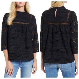 Vineyard Vines Mock Neck Eyelet Top